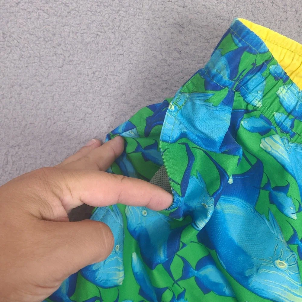 Polo Sport Ralph Lauren Swim Trunks Mens XL 40‎ Waist Fish Shorts Blue Fish VTG